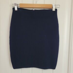 United Colors of Benetton Vintage Wool Blend Knit Skirt - Navy Blue Italian Made